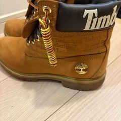 希少モデル Timberland ティンバーランド 6インチブーツ 9W ロゴ総柄 限定デザインの画像