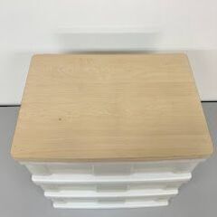 stp-3589　収納チェスト　3段　56×39.5×60cm　ウッドトップチェスト　木製天板　箪笥　プラケース　引き出し　引出　収納ケース　収納ボックス　衣類収納　小物収納の画像