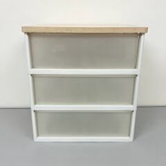 stp-3589　収納チェスト　3段　56×39.5×60cm　ウッドトップチェスト　木製天板　箪笥　プラケース　引き出し　引出　収納ケース　収納ボックス　衣類収納　小物収納の画像