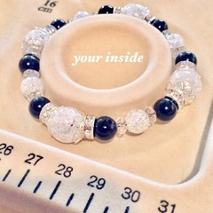 ブラックオニキス 爆裂水晶 天然石ブレスレットの画像