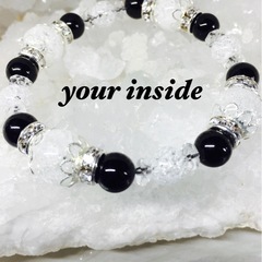 ブラックオニキス 爆裂水晶 天然石ブレスレットの画像