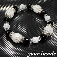 ブラックオニキス 爆裂水晶 天然石ブレスレットの画像