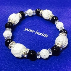 ブラックオニキス 爆裂水晶 天然石ブレスレットの画像