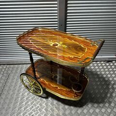 店頭引き渡し 中古 イタリア製 配膳ワゴン アンティーク レトロ ワゴン 豪華装飾の画像