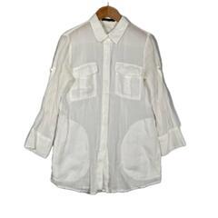 theory セオリー 長袖シャツ リネン ホワイト レディース...