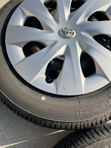 15インチ スチールホイール＋タイヤ4本／175/65R15／トヨタ純正ホイールキャップ付