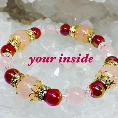 カーネリアンオーラ ローズクォーツ 天然石ブレスレットの画像