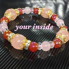 カーネリアンオーラ ローズクォーツ 天然石ブレスレットの画像