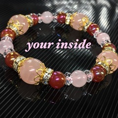 カーネリアンオーラ ローズクォーツ 天然石ブレスレットの画像