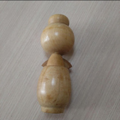 木製こけし人形 花柄 約15cmの画像