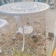 アルミテーブル　チェア2点　セットの画像