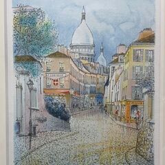 額装 ロルフ ラフルスキー リトグラフ 「パリの風景」 モンマルトル 版画 161/350 Rolf RAFFLEWSKI 札幌市 中央区 南12条の画像