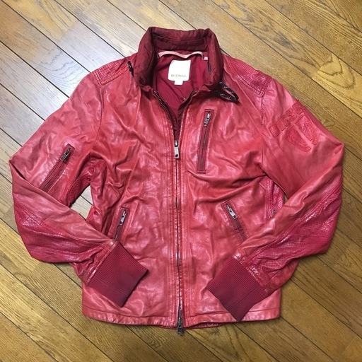 レア DIESEL ディーゼル ラムレザーライダースジャケット S レディース