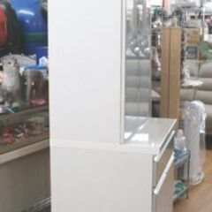 食器棚 幅60.5㎝ 高さ200㎝ スリム ソフトクローズ引出し キッチン収納 エナメル調 カップボード 西岡店の画像