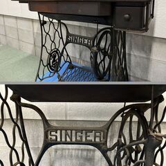 SINGER シンガー ミシン 足踏みミシン台 鉄脚 昭和レトロ アンティーク 幅91cm×奥行51cm×高さ80cm の画像
