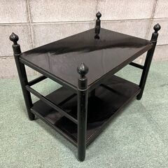 木製 2段 飾り棚 シェルフ 物置台 昭和レトロ 幅55cm×奥行36cm×高さ45cmの画像