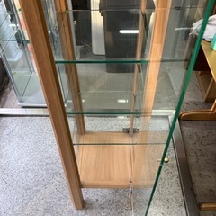 ロ2512-017 カンディハウス★ガラスショーケース無垢材　LEDライト付き　キズ汚れ有りの画像