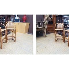 K33　籐　ラダン　子供椅子　2脚セットの画像