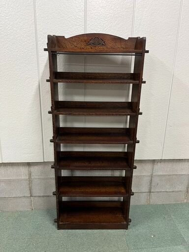 アンティーク　楔本棚　レトロ　オープンラック　楔棚 木製 7段 本棚 オープンシェルフ 楔 くさび棚 収納棚 昭和レトロ