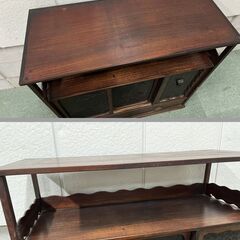 木製 飾り棚 茶棚 茶箪笥 収納棚 昭和レトロ アンティーク 幅82cm×奥行35cm×高さ84cm の画像