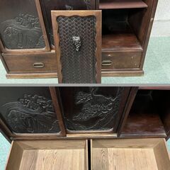 木製 飾り棚 茶棚 茶箪笥 収納棚 昭和レトロ アンティーク 幅82cm×奥行35cm×高さ84cm の画像