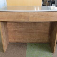 幅100㎝ ステンレス天板 キッチン収納 間仕切りカウンター ナチュラルモダン 作業台 ゴミ箱上収納 キッチンカウンター 札幌 北20条店の画像