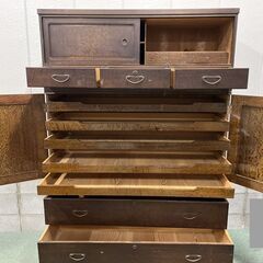 木製 和箪笥 整理箪笥 着物収納 昭和レトロ 幅120cm×奥行43cm×高さ167cm の画像