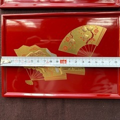 漆塗　和風柄　トレー　2枚まとめの画像