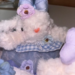 うさぎ　ぬいぐるみ　ドール　キーホルダー　パープル　紫　花の画像