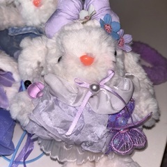 うさぎ　ぬいぐるみ　ドール　キーホルダー　パープル　紫　花の画像