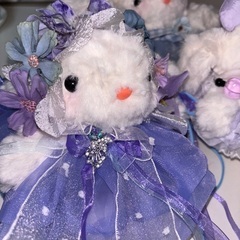 うさぎ　ぬいぐるみ　ドール　キーホルダー　パープル　紫　花の画像