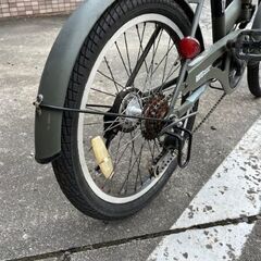 【メンテ済み￥6800】　20インチ　折りたたみ自転車　カーキ 　鹿児島市の画像