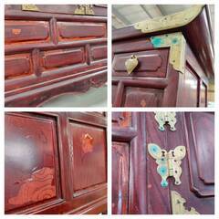 【愛品倶楽部柏店】デザインキャビネット 韓国家具 各所キズ多め ※カンヌキ部分は鍵欠品にて外せません。の画像