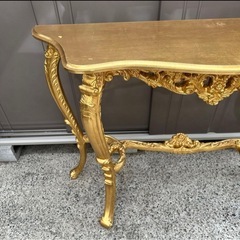 高級　イタリア コンソールテーブル ゴールド 金箔貼りの画像
