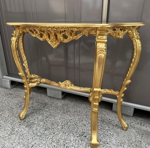 イタリア コンソールテーブル 118cm ゴールド 金箔貼り 高級イタリア コンソールテーブル ゴールド 金箔貼り (くじらしょっぷ