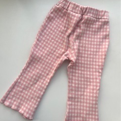 韓国子供服 aosta ジェリーパンツ ギンガムチェック ピンク　Lサイズ　モンベベ　保育園着の画像