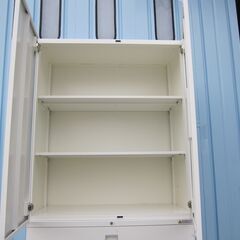 上下書庫セット　鍵あり　ホワイト　両開き/3段ラテラル　オカムラ製レクトラインの画像