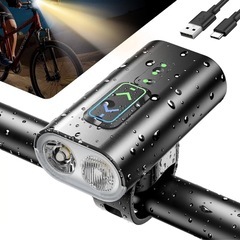 【新品】自転車ライト　黄白切替ライト　13段階調光 高輝度 自転車ヘッドライト 180°大ワイド照明 記憶機能搭載 USB-C充電式の画像