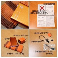🔥充電式カイロ《エレス》イーカイロ プラス／オレンジ色／付属品・取扱説明書あり／USEDの画像