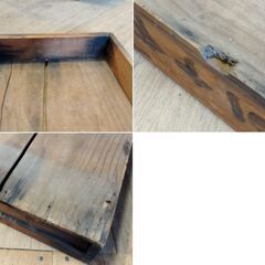 レトロ 木箱 浅め トレイ 古道具 ボックス トレー　/TJ-2676 2Fの画像