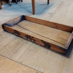 レトロ 木箱 浅め トレイ 古道具 ボックス トレー　/TJ-2676 2Fの画像