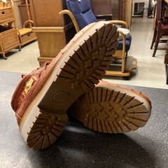 サ2512-014 オーストリッチ風 ブーツ オレンジ ブラウン 26.5センチ 中古美品の画像