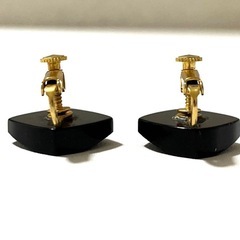 天然石　オニキス　イヤリング ひし形　菱形　スクエア　四角 ブラック　黒　ゴールドの画像