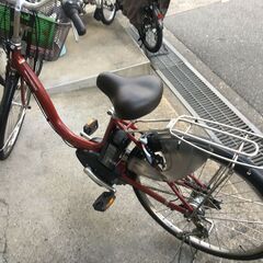 地域限定送料無料　ヤマハ　パス　ナチュラ　8,9AH　子供乗せ　赤　アシスタ　ビビDX　神戸市　電動自転車　の画像