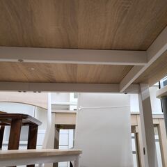 J1862　【リユースのサカイ柏店】　ダイニングテーブルセット　椅子2脚付　ライトブラウン　クリーニング済みの画像