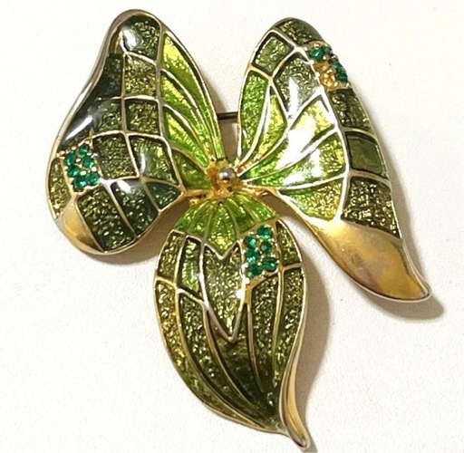 ヴィンテージアンティークブローチ 花フラワー葉っぱリーフ 金ゴールド