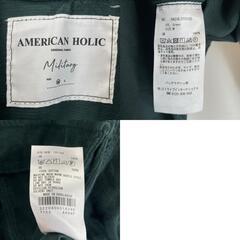 美品 AMERICAN HOLIC アメリカンホリック 無地 秋冬 AW 長袖シャツ コットン グリーン メンズ M【古着】【中古】の画像