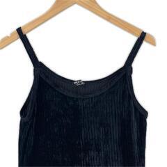 美品 NICE CLAUP ナイスクラップ 無地 秋冬 AW ワンピース レーヨン ブラック レディース F ベロアキャミソールドレス【古着】【中古】の画像