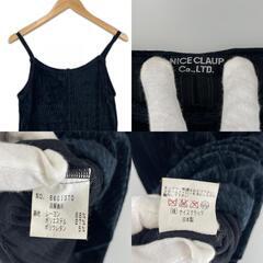 美品 NICE CLAUP ナイスクラップ 無地 秋冬 AW ワンピース レーヨン ブラック レディース F ベロアキャミソールドレス【古着】【中古】の画像