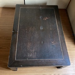 黒い木製長方形座卓 ちゃぶ台 低テーブル 座卓の画像